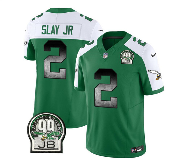 Men's Philadelphia Eagles #2 Darius Slay JR Green/White 2023 F.U.S.E. Throwback Vapor Untouchable Limited Football Stitched Jersey